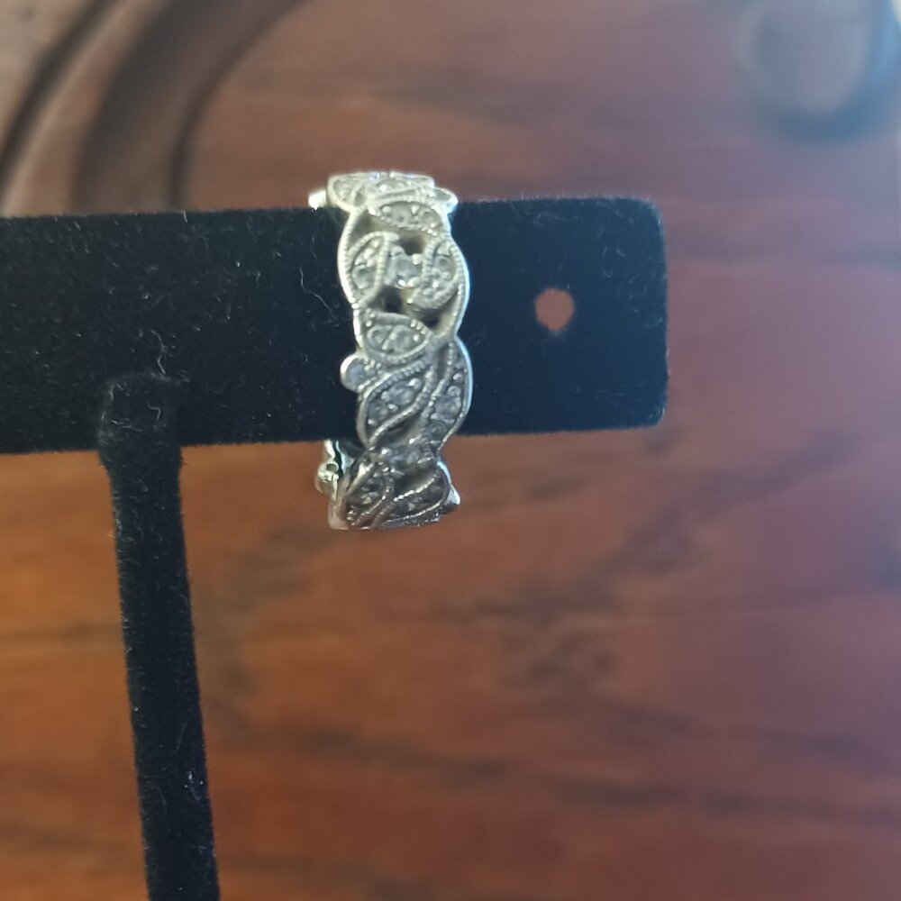 Tacori Filagree cigar band sterling silver with Dominique cz accents